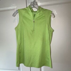 IZOD PerformX Cool FX Tank Top Womens XS Green Sleeveless 1/4 Zip Golf